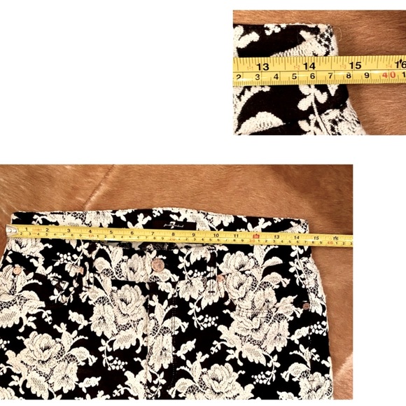 7 FOR ALL MANKIND Lace Floral BLACK & WHITE SKINNY PANTS / JEANS | Sz 29 - Picture 8 of 10